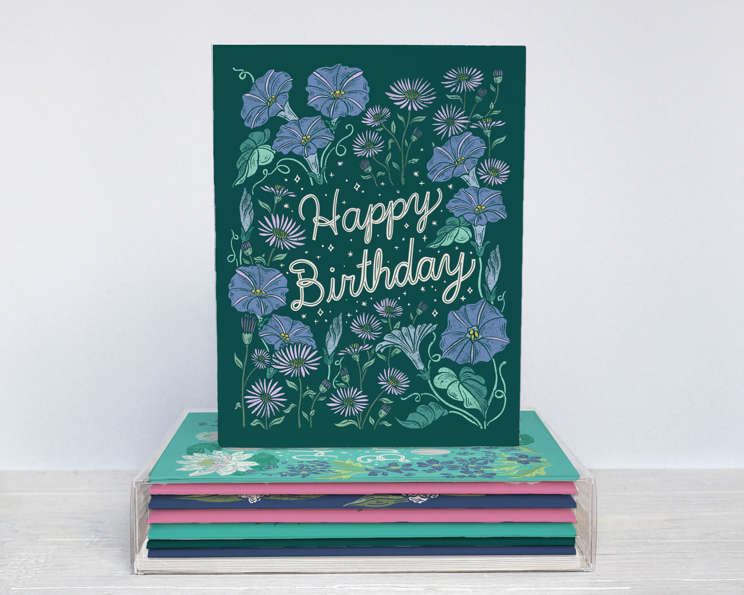 Set of 12 Birth Flower Birthday Greeting Cards - Each Month Included