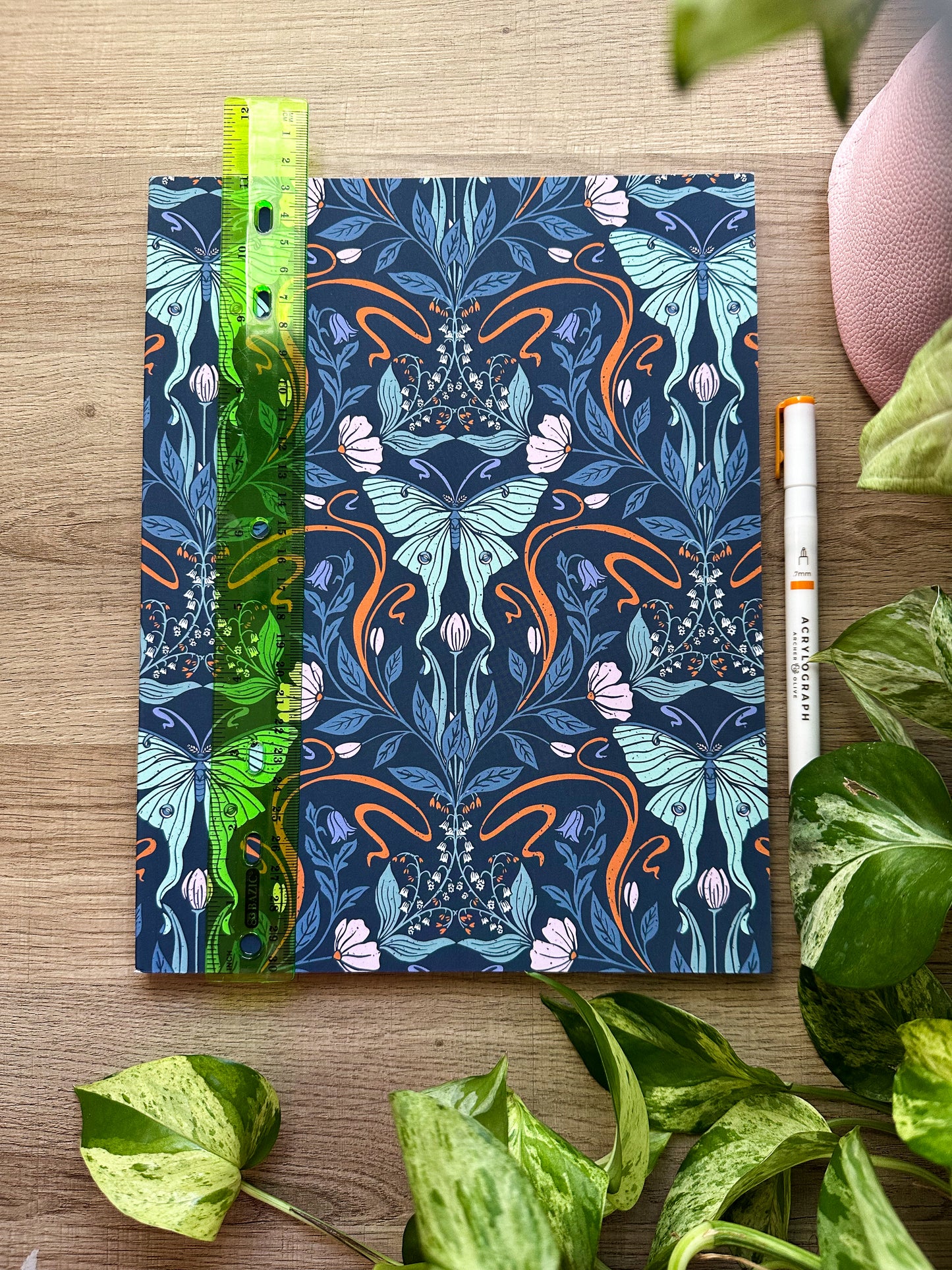 Art Nouveau Luna Moth Blank 8.5"x11" Sketchbook