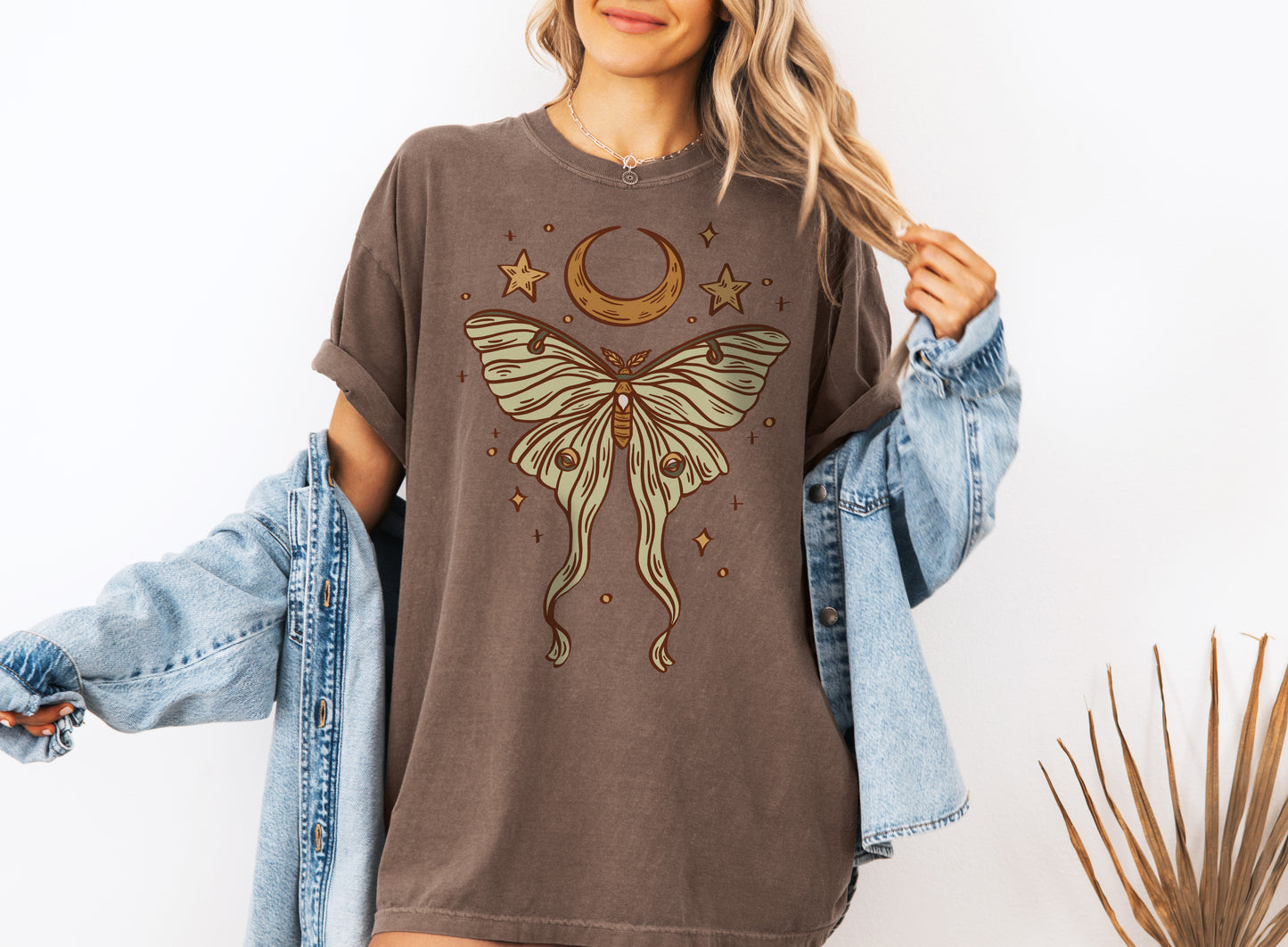Luna Moth Shirt Celestial Tee Shirt Moon and Stars Shirt Mystical Clothing Luna Moth Whimsigoth Clothing Witchy Clothing Bug Shirt