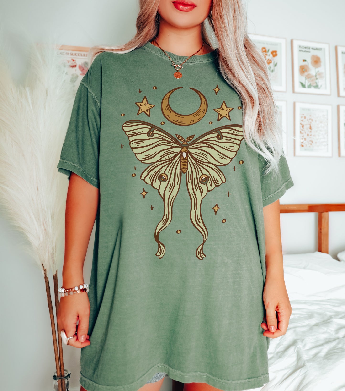 Luna Moth Shirt Celestial Tee Shirt Moon and Stars Shirt Mystical Clothing Luna Moth Whimsigoth Clothing Witchy Clothing Bug Shirt