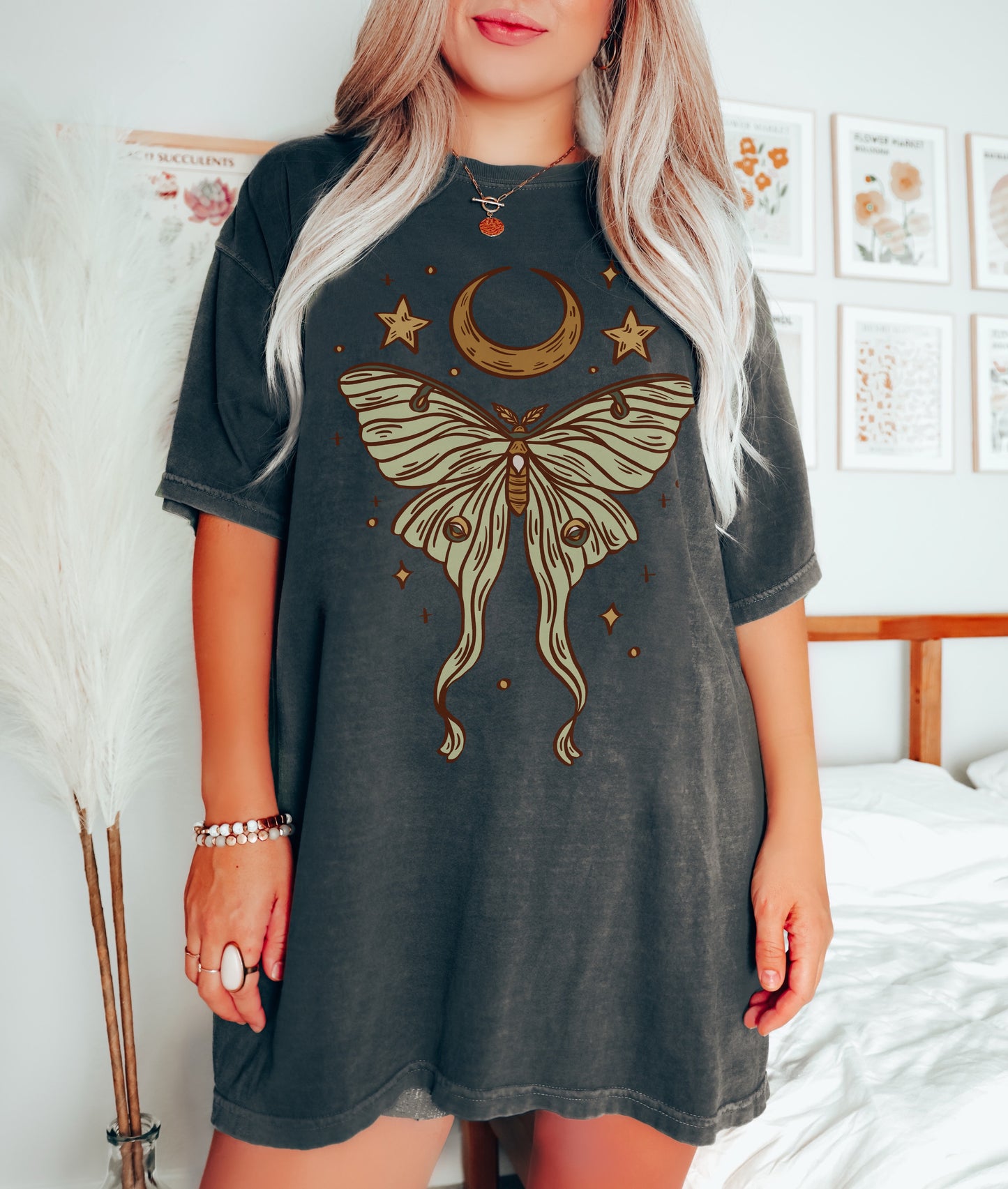 Luna Moth Shirt Celestial Tee Shirt Moon and Stars Shirt Mystical Clothing Luna Moth Whimsigoth Clothing Witchy Clothing Bug Shirt