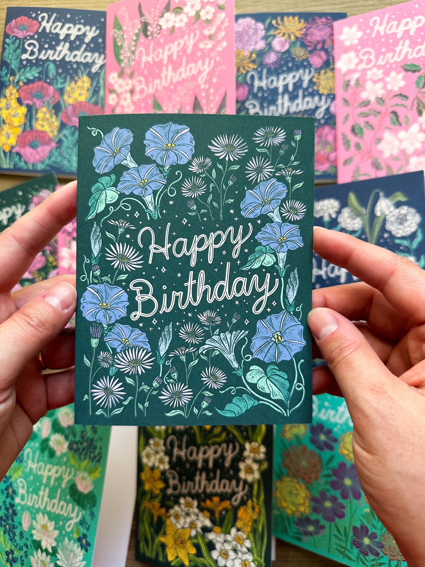 September Birth Flowers Birthday Greeting Card