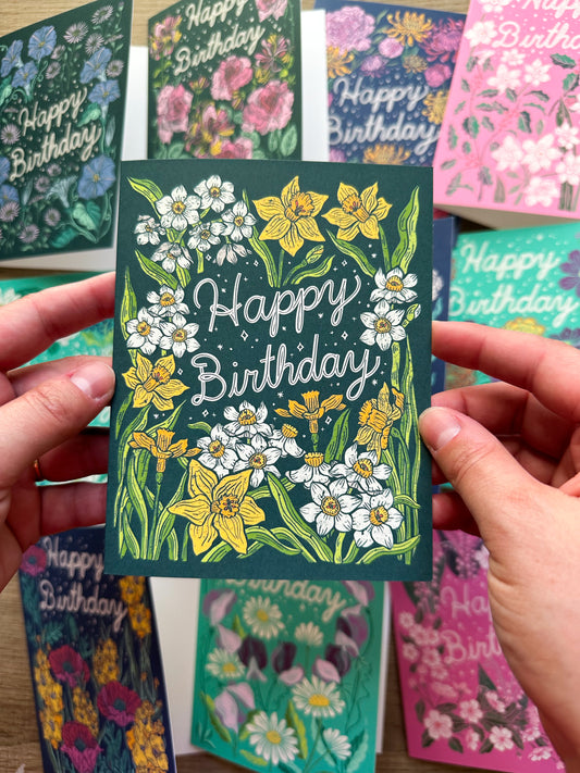 March Birth Flower Birthday Greeting Card