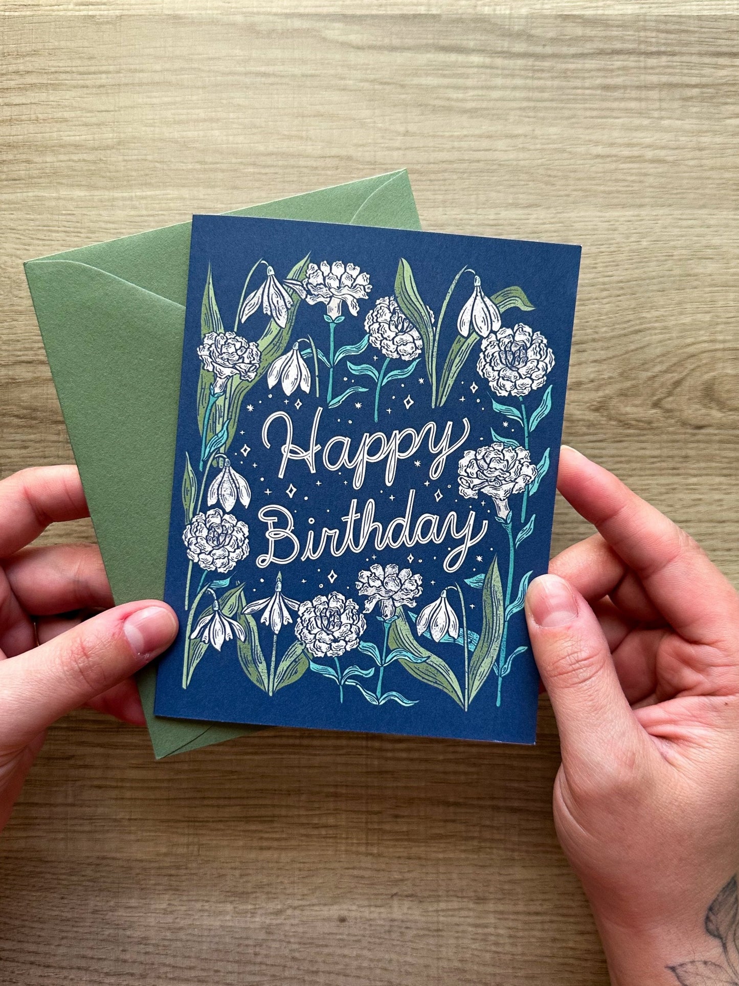 Set of 12 Birth Flower Birthday Greeting Cards - Each Month Included