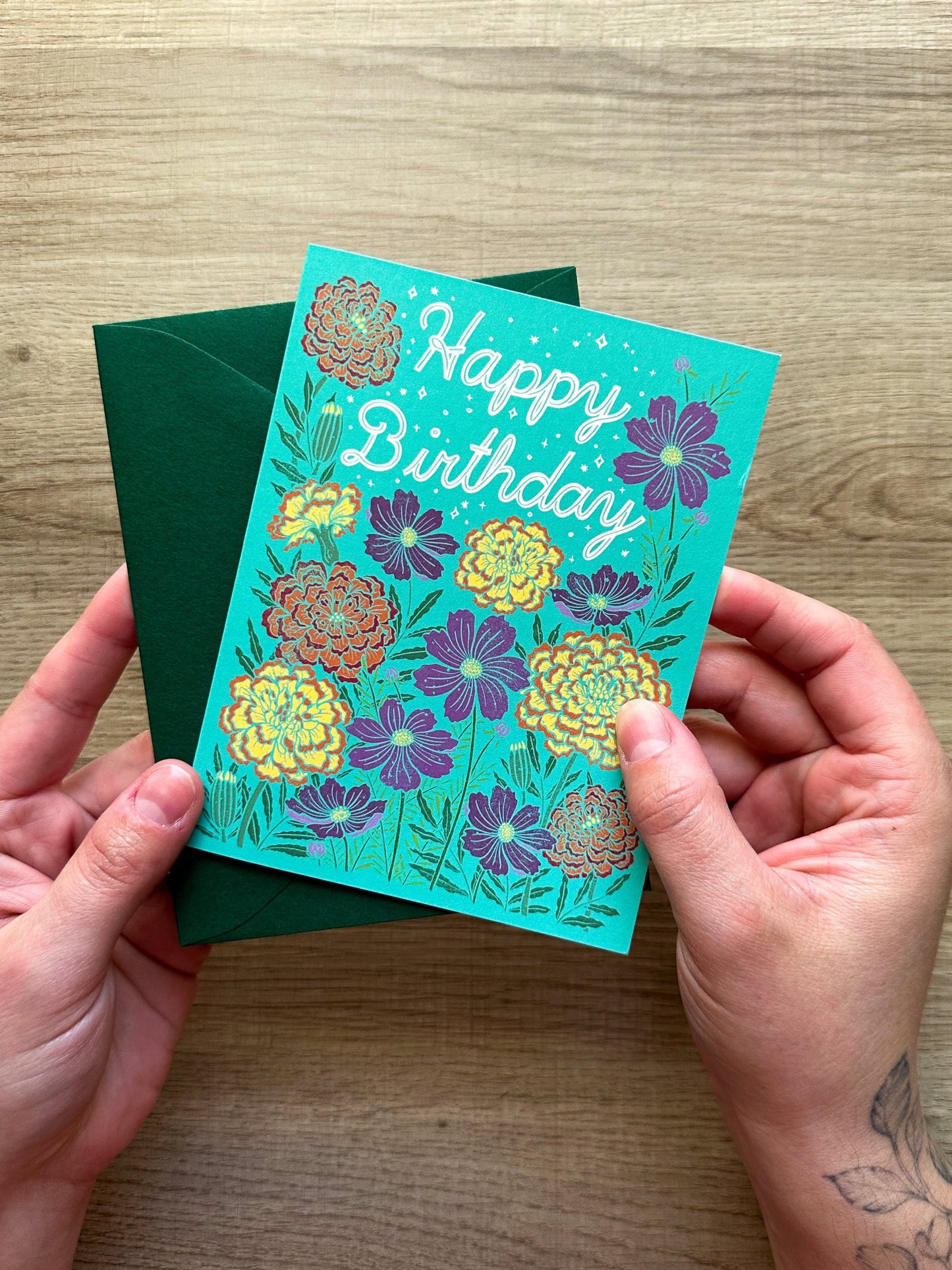 Set of 12 Birth Flower Birthday Greeting Cards - Each Month Included